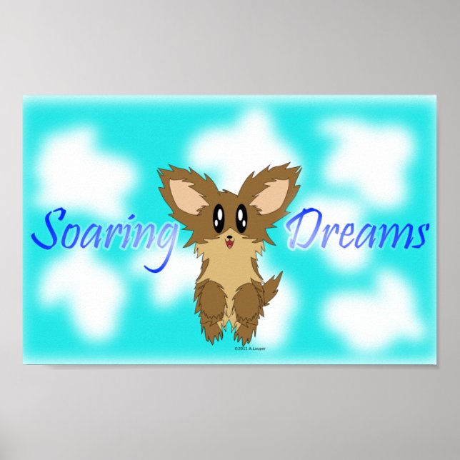 Cute Soaring Dreams Scuffy Puppy Dog Poster (Front)