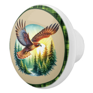Cute soaring eagle ceramic knob