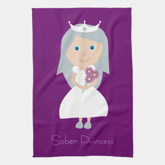 Cute Sober Princess Purple Kitchen Towel (Vertical)