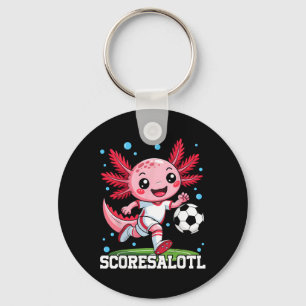 Cute Soccer Axolotl Funny Scoresalotl Xolotl Keychain
