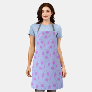 Cute Soccer Ball Pattern in Purple and Blue Apron
