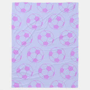 Cute Soccer Ball Pattern in Purple and Blue Fleece Blanket