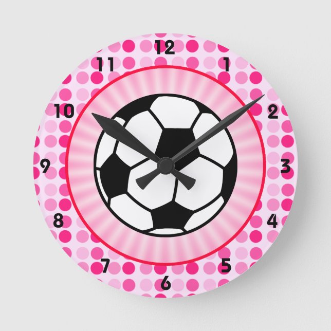 Cute Soccer Ball Round Clock (Front)