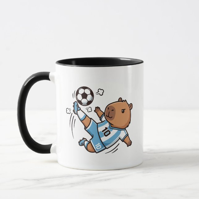 Cute Soccer Capybara Mug (Left)
