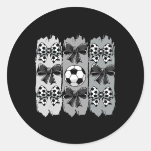 Cute Soccer Coquette Bow Soccer Byll Soccer Girl S Classic Round Sticker