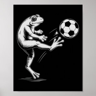 Cute Soccer Frog Play Game Goal Kids Mom Poster