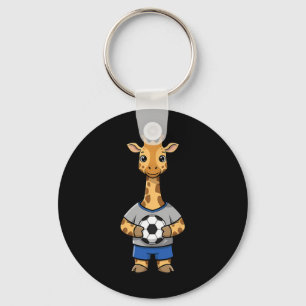 Cute Soccer Giraffe Footll Player Animal Sports Keychain