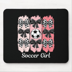 Cute Soccer Girl Coquette Bow Soccer Girl Soccer B Mouse Pad