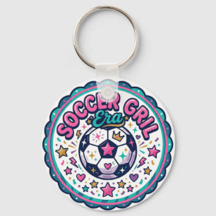 Cute Soccer Girl Era Quote Fan Feminine Keychain