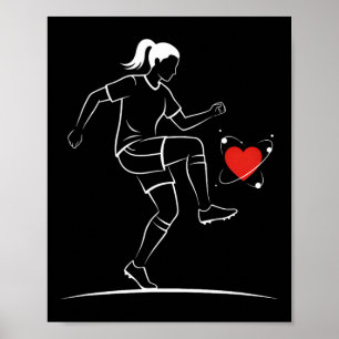 Cute Soccer Girl Valentines Day Design Heart Love Poster