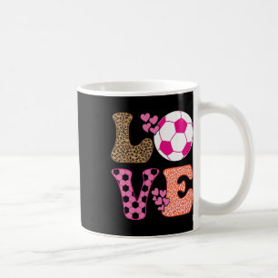 Cute Soccer Love With Hearts And Leopard Print Soc Coffee Mug