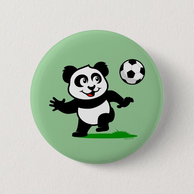 Cute Soccer Panda 2 Inch Round Button (Front)