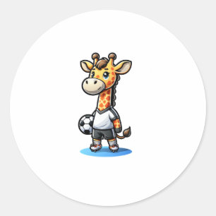 Cute Soccer Player Giraffe. Classic Round Sticker