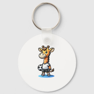 Cute Soccer Player Giraffe. Keychain