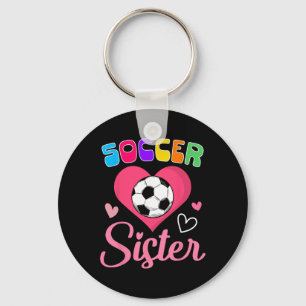 Cute Soccer Sister Heart Keychain