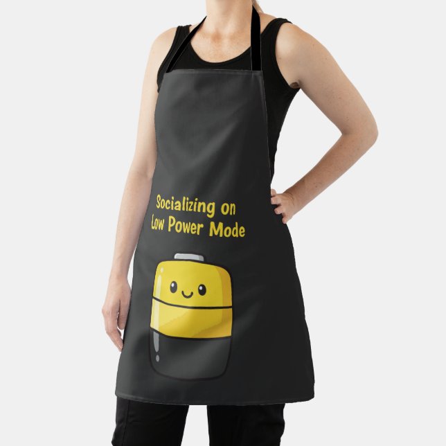 Cute Social Battery "Socializing on Low Power Mode Apron (Insitu)