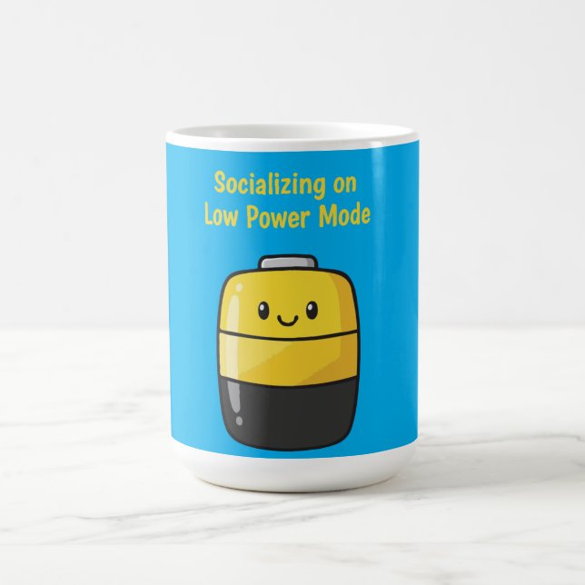 Cute Social Battery "Socializing on Low Power Mode Magic Mug (Center)