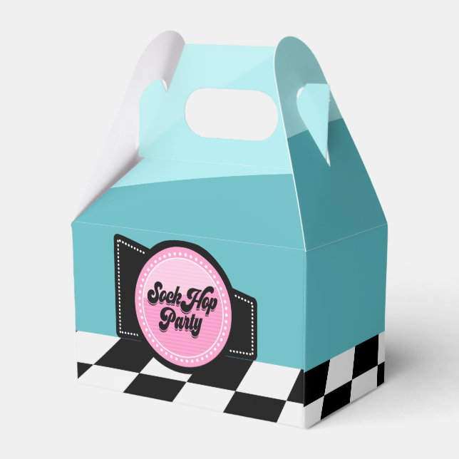 Cute Sock Hop Fifties party Favor Box (Back Side)