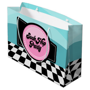 Cute sock hop party fifties large gift bag