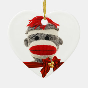CUTE SOCK MONKEY CHRISTMAS ORNAMENT PERSONALIZED