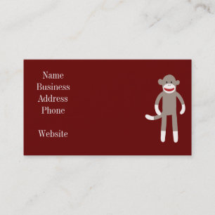 Cute Sock Monkey on Red with Stripes Business Card