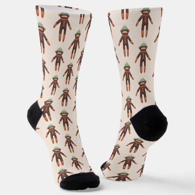 Cute Sock Monkey Pattern Beige (Angled)
