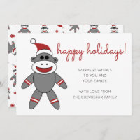 Cute Sock Monkey With Santa Hat Christmas Holidays