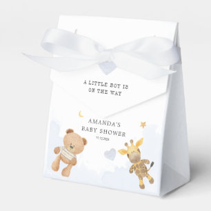 Cute Soft Bear and Giraffe Watercolor Baby Shower Favor Box