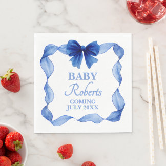 Cute Soft Blue Boy Baby Shower Napkin