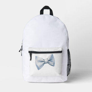 Cute Soft Blue Watercolor Ribbon Bow Coquette Aest Printed Backpack