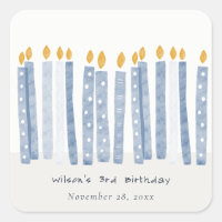 Cute Soft Pastel Blue Watercolor Birthday Candles
