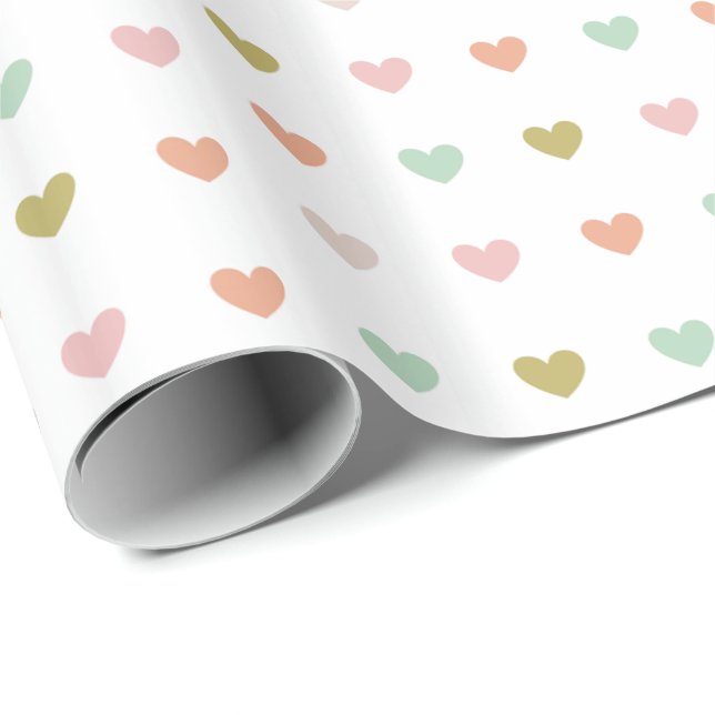 Cute Soft Pastel Hearts Pattern Wrapping Paper (Roll Corner)