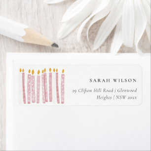Cute Soft Pastel Pink Watercolor Candles Address