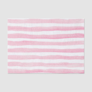 Cute Soft Pink and White Watercolor Striped Tissue Paper