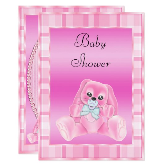 Cute Soft Pink Floppy Ears Bunny Baby Shower Card