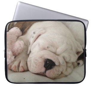 Cute Soft Sleeping Bulldog Puppy Laptop Sleeve