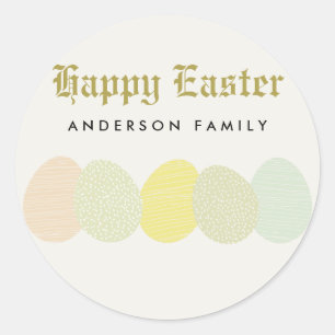 CUTE SOFT SUBTLE PASTEL EASTER EGGS PERSONALIZED CLASSIC ROUND STICKER