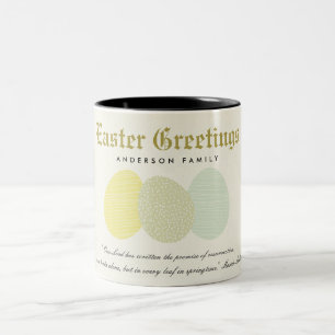 CUTE SOFT SUBTLE PASTEL EASTER EGGS PERSONALIZED Two-Tone COFFEE MUG