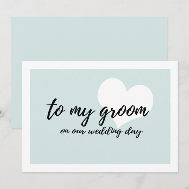 Cute Soft Teal  "to my groom on our wedding day" Invitation (Front/Back)