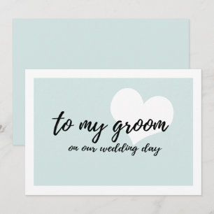 Cute Soft Teal "to my groom on our wedding day" Invitation