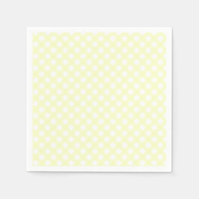 Cute Soft Yellow Gingham Pattern Napkin (Front)