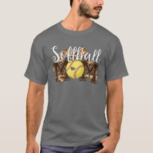 Cute Softball Baseball Mom Leopard Women Girls Mot T-Shirt