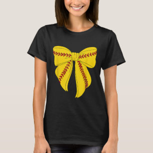 Cute Softball Coquette Bow For Women Girls Softbal T-Shirt
