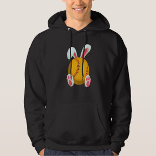Cute Softball Easter Egg Bunny For Kids Boys Toddl Hoodie