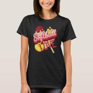 Cute Softball Love Softball Girls Women T-Shirt