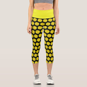 Cute Softball Pattern Capri Leggings