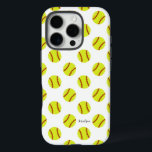 Cute Softball Pattern Personalized Name iPhone 16 Pro Case<br><div class="desc">A cute softball pattern personalized name iPhone case,  featuring a modern calligraphy script font. The font style and colour can be changed using the online template tools.</div>