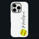 Cute Softball Personalized Name iPhone 16 Pro Case<br><div class="desc">A cute softball personalized name iPhone case,  featuring a modern calligraphy script font. The font style and colour can be changed using the online template tools.</div>