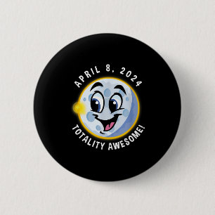 Cute Solar Eclipse April 8 Smiling 2 Inch Round Button