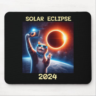 Cute Solar Eclipse Cat Mouse Pad
